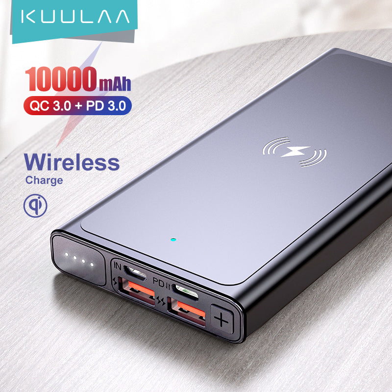 10,000mAh Power Bank with Built-In Plug – Fast Charge Alloy Shell Black & Blue
