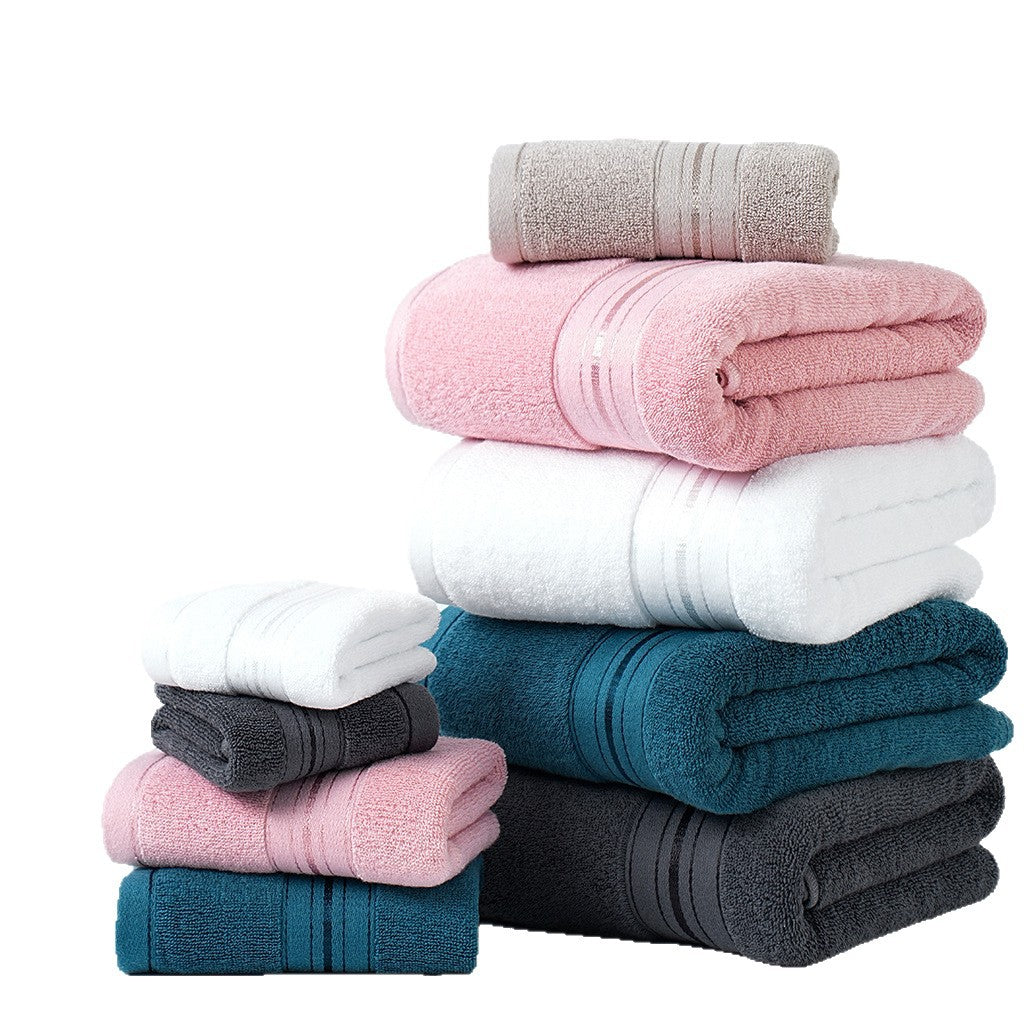 Pure Cotton Satin Jacquard 8-Piece Towel Set | Bath, Hand & Face | 5 Colours