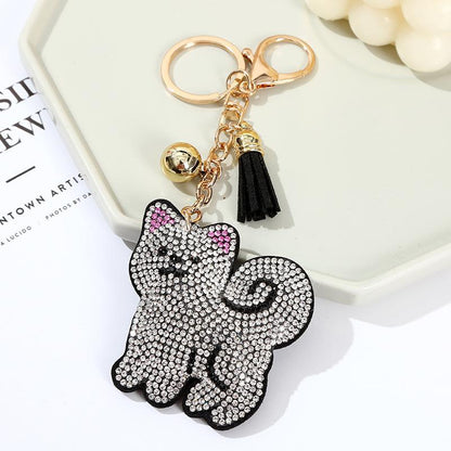 Leather Tassel & Crystal Keychain Pendant