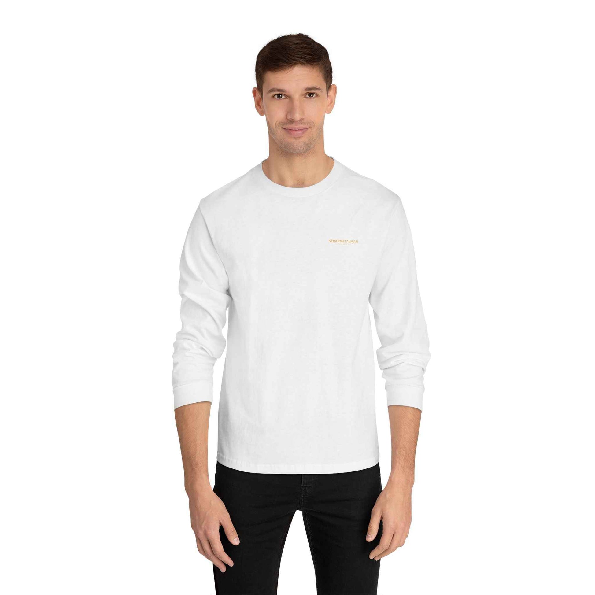 'Good Vibes Only' Long Sleeve Tee – Minimalist White & Gold Unisex Top