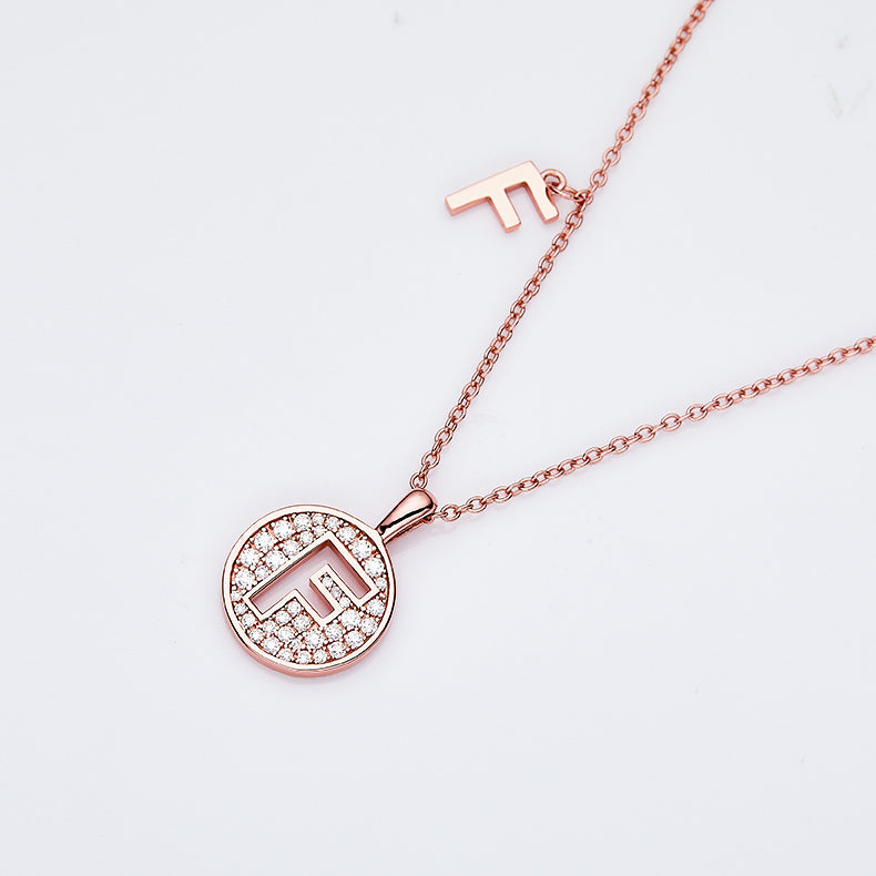 S925 Silver Moissanite Letter F Necklace | GRA Certified