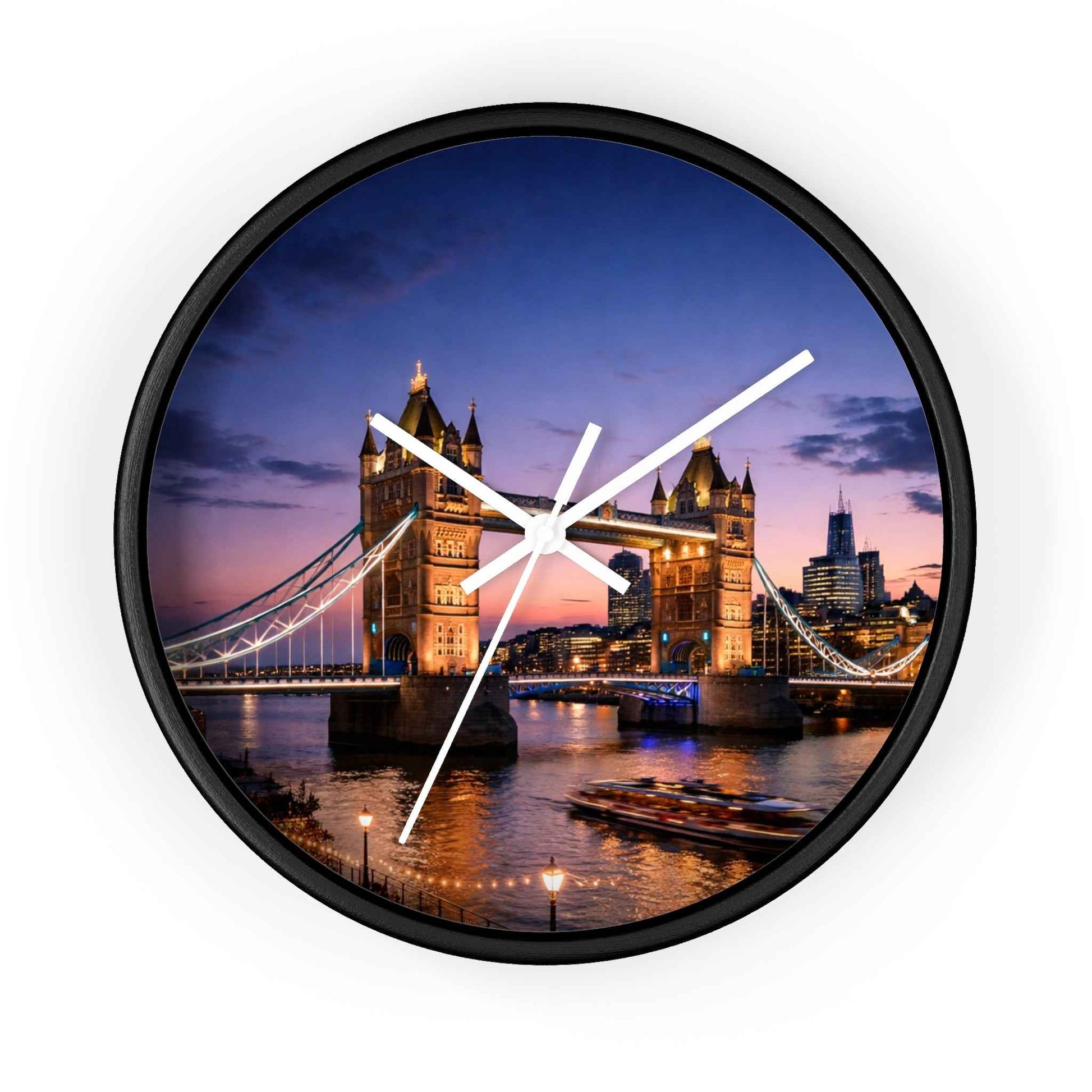 London Tower Bridge Wall Clock – Nighttime Cityscape Decorative Timepiece