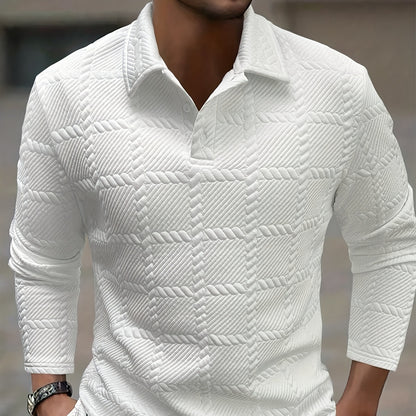 Men's Long Sleeve Polo Shirt – Slim Fit Button Lapel | 4 Colours | Sizes S–2XL