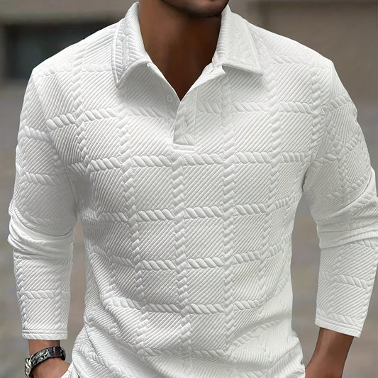 Men's Long Sleeve Polo Shirt – Slim Fit Button Lapel | 4 Colours | Sizes S–2XL