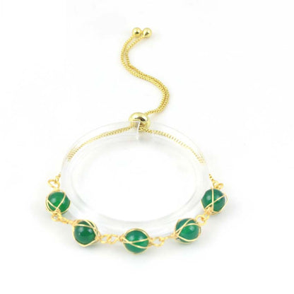 Natural Stone Bead Bracelet with Gold Extension Chain