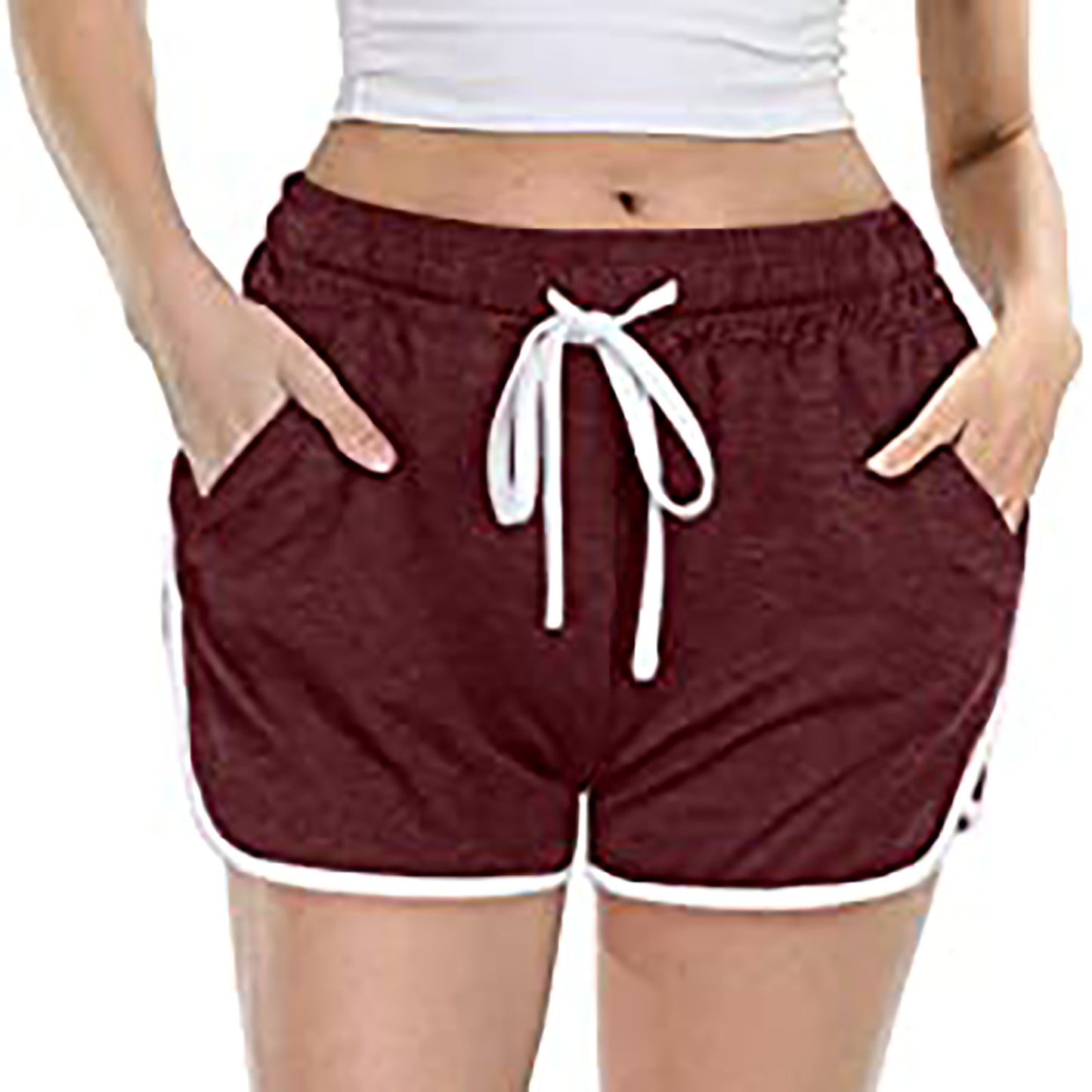 Women's Casual Solid Colour Drawstring Shorts with Pockets