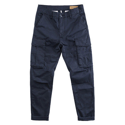 Men's Multi-Pocket Cropped Cotton Work Trousers