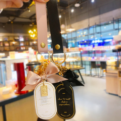 Leather Bookmark Bow Keychain | Red & Pink