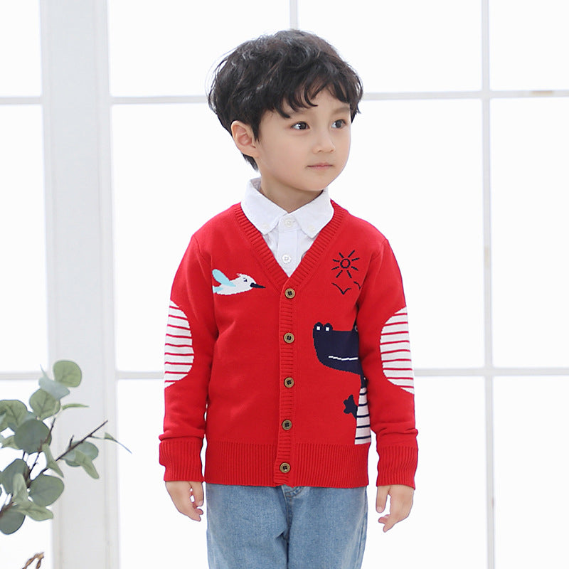 Boys Cotton Blend Cardigan Sweater
