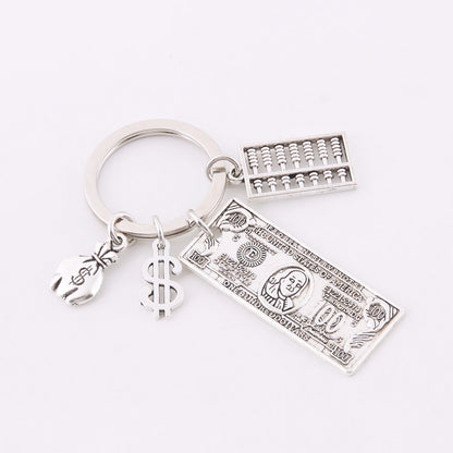Money Theme Alloy Keychain | Dollar, Abacus & Money Tree Charm