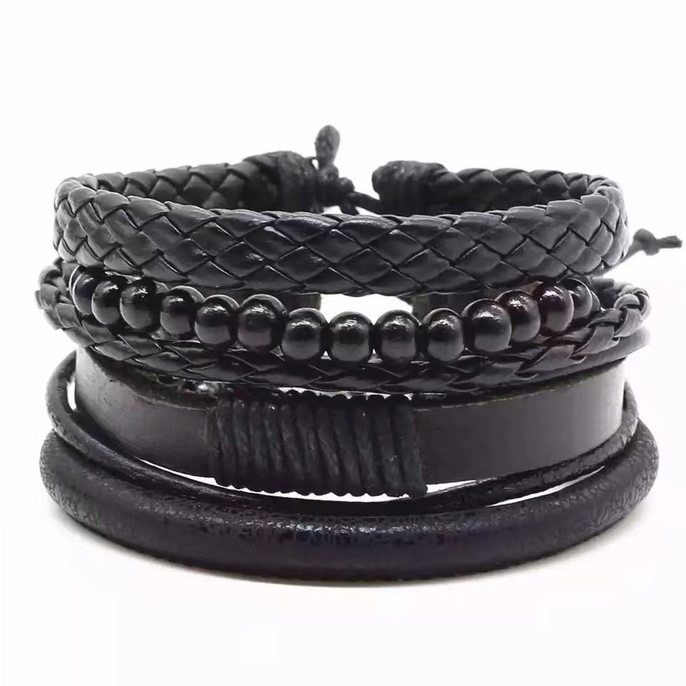 Men's Vintage Leather Bracelet – Woven & Knitted Styles, 30 Designs