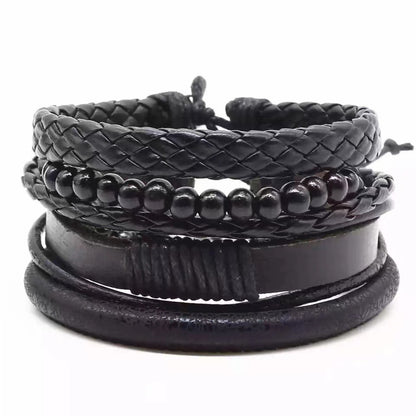 Men's Vintage Leather Bracelet – Woven & Knitted Styles, 30 Designs