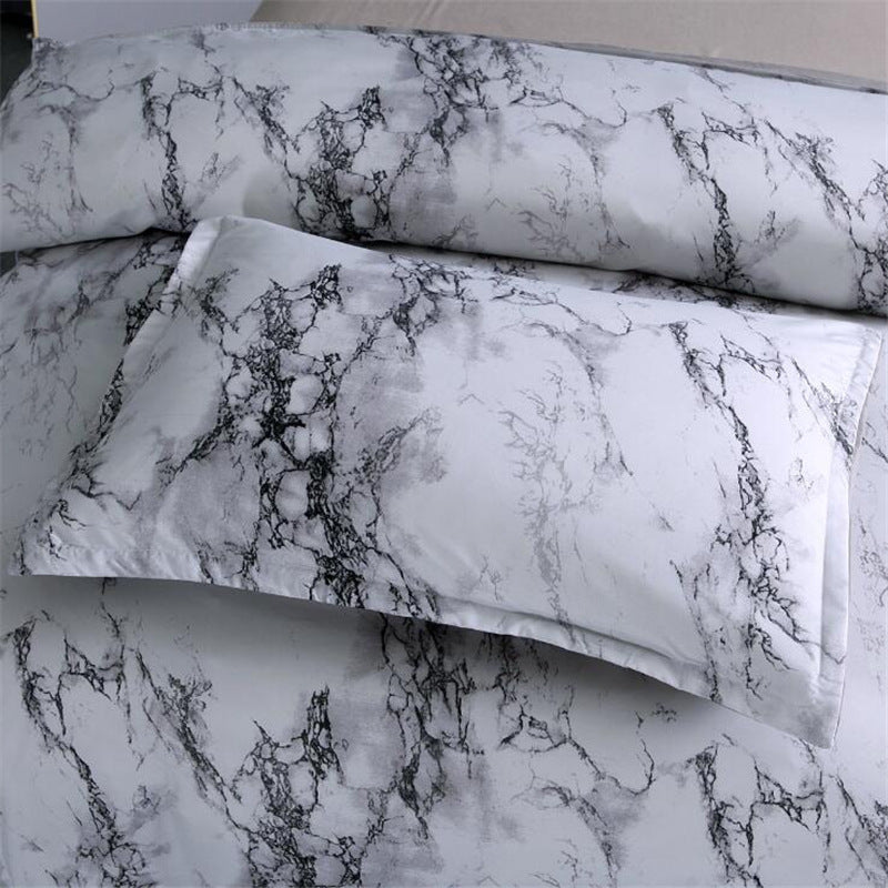 Marble & Solid Print Polyester Duvet Cover Set – Reactive Dye Twill