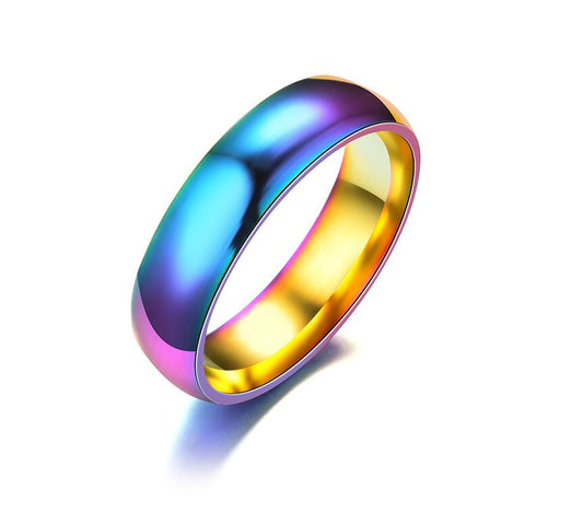 Unisex Ocean Rainbow Ring – Multicolour Statement Band Sizes 4–13