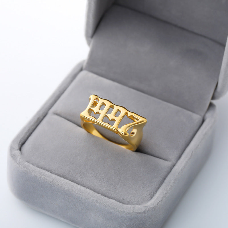 Unisex Birth Year Date Ring – Stainless Steel, Gold, Platinum & Rose Gold