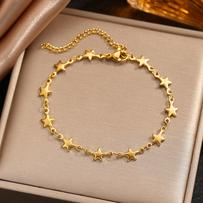 Star Design Electroplated Stainless Steel Chain Bracelet