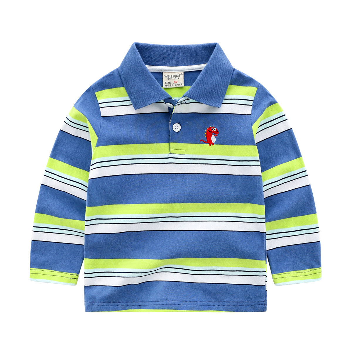Boys' Striped Long Sleeve T-Shirt | Cotton Lapel Top | 7 Colours