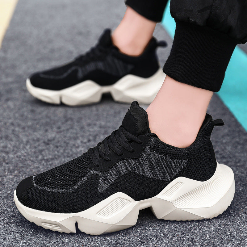 Men's PU Casual Running Shoes | Sports Trainers | Black & Khaki | EU 39-45