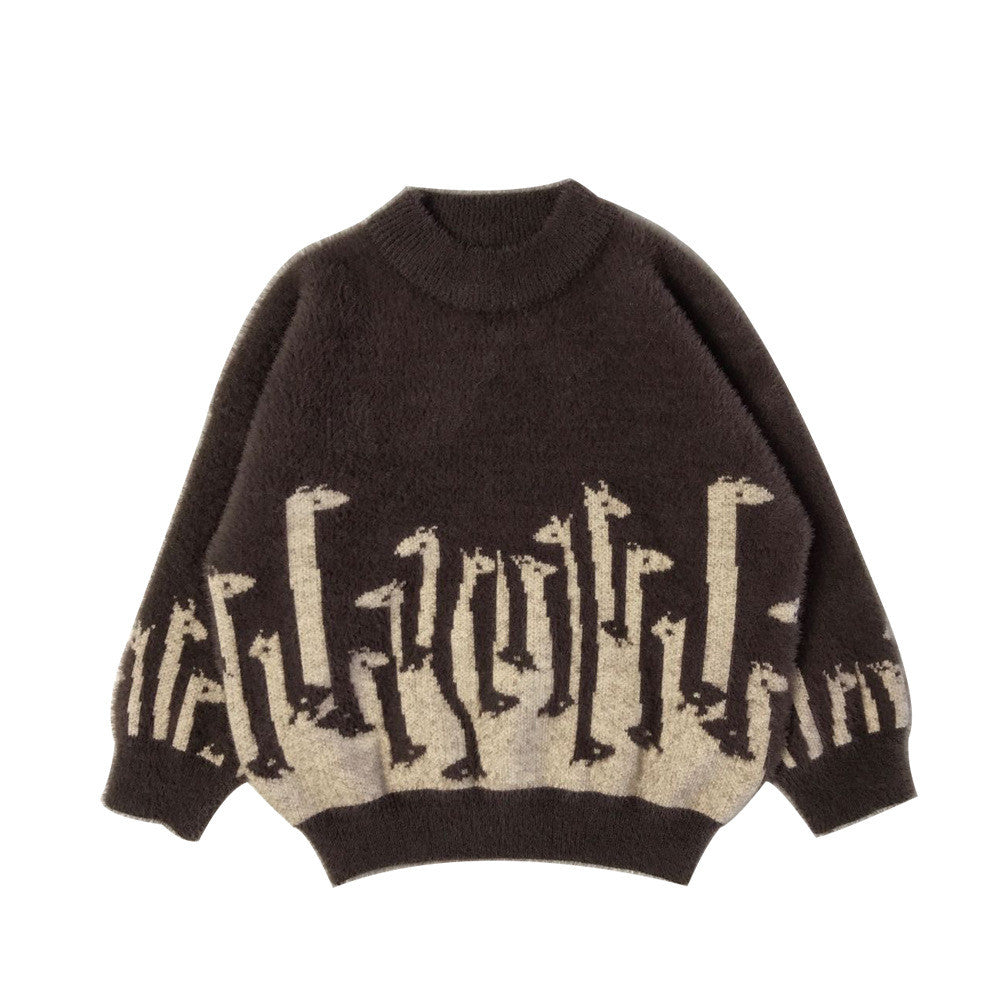 Boys Cartoon Print Soft Brushed Pullover Sweater | Kids Knitwear