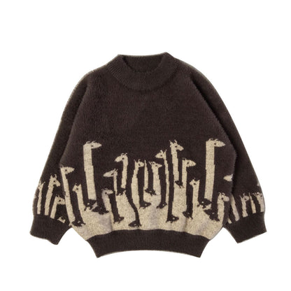 Boys Cartoon Print Soft Brushed Pullover Sweater | Kids Knitwear