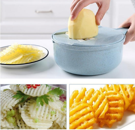 8-in-1 Mandoline Slicer Set — Multi-Blade Vegetable Slicer, Grater & Cutter with Container