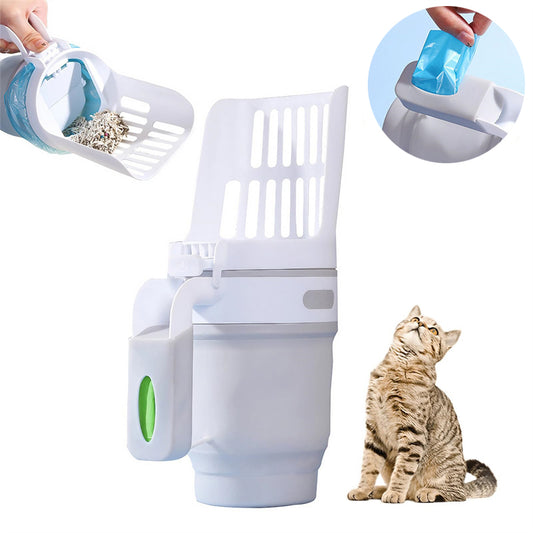 2-in-1 Cat Litter Scoop with Waste Bin & Refill Bags