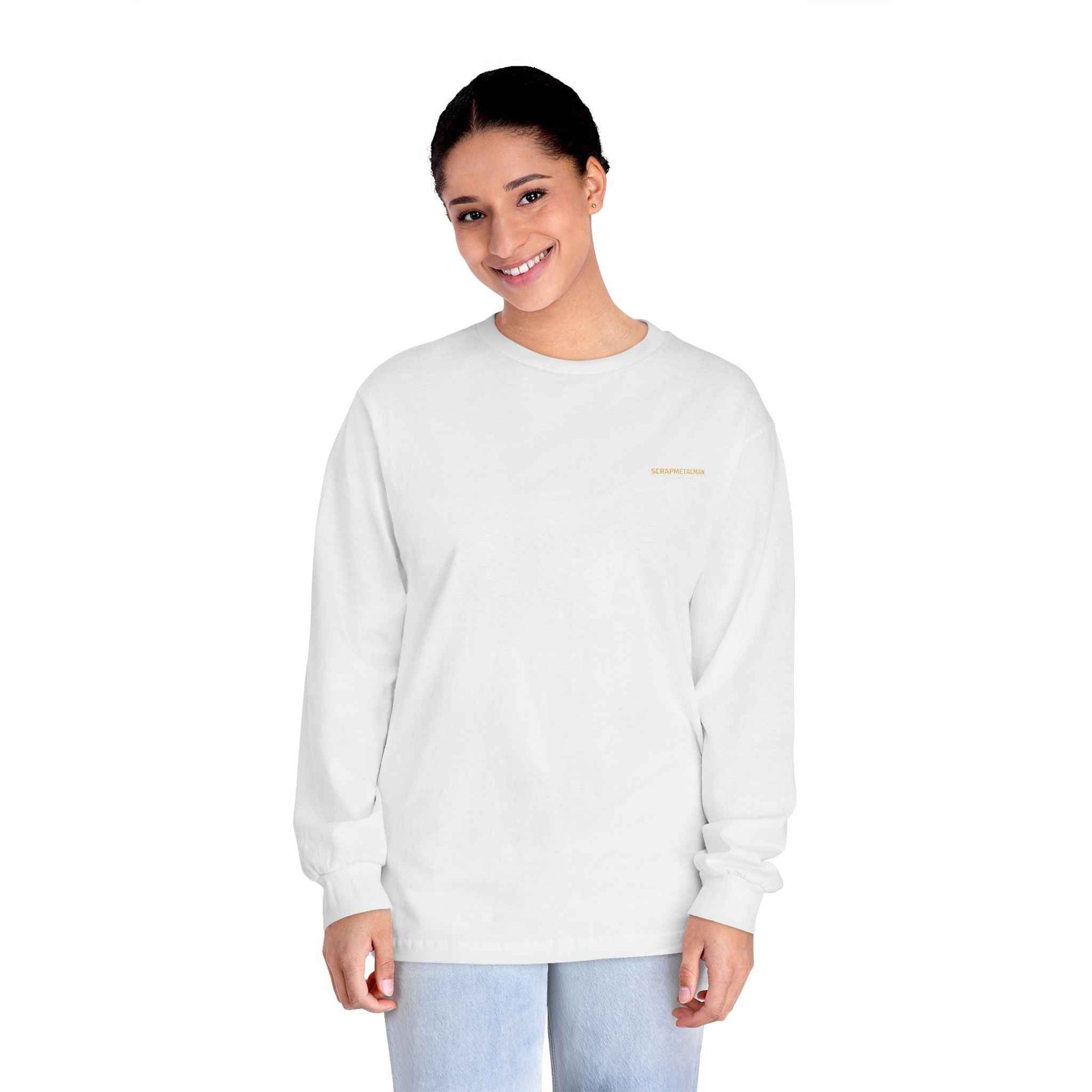 'Good Vibes Only' Long Sleeve Tee – Minimalist White & Gold Unisex Top