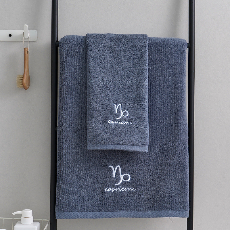 Zodiac Constellation Embroidered Cotton Towel