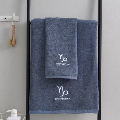 Zodiac Constellation Embroidered Cotton Towel