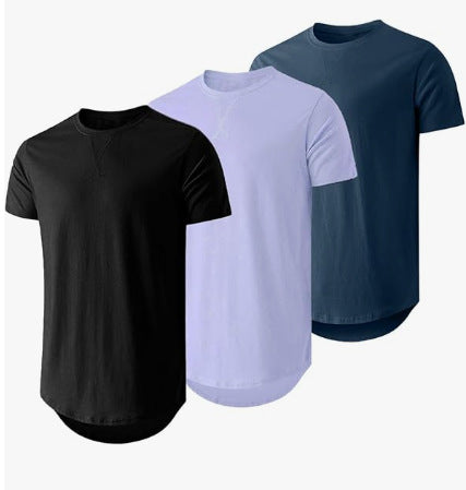 Men's Printed Mesh Cotton Blend T-Shirt - Loose Fit Crew Neck 14 Colours S-3XL