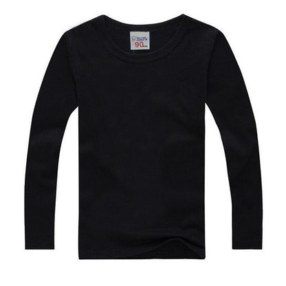 Kids Solid Colour Long Sleeve Cotton T-Shirt – 8 Colours