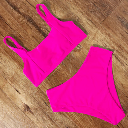Women's High-Waist Bikini Set – 22 Colours, Bra & Shorts