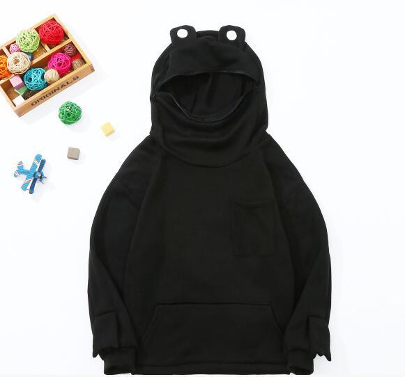 Children's Frog Hooded Fleece Pullover | Solid Colour Kids Hoodie