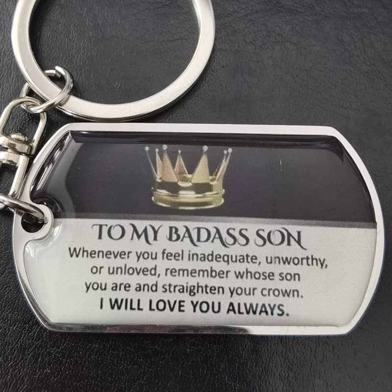 Family Sentiment Metal Keychain | Son, Daughter, Grandson Gift | JP Collections
