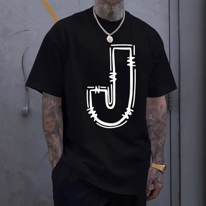 Men's Printed Crew-Neck T-Shirt - Short Sleeve Cotton Graphic Tee 5 Styles