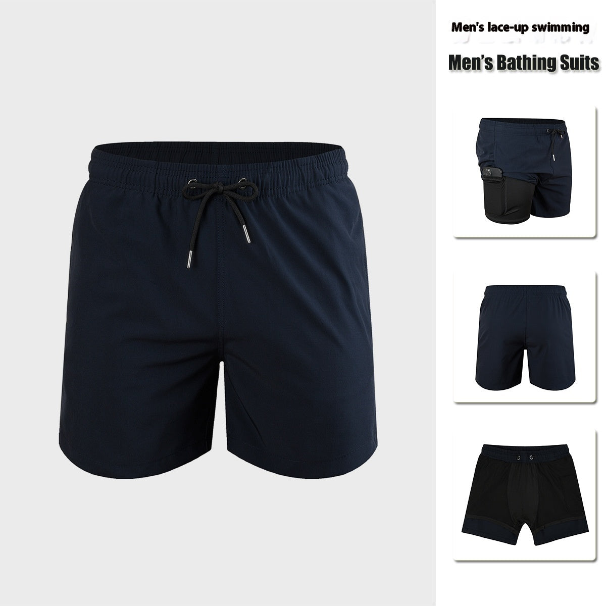 Men's Double-Layer Swimming Trunks | Lined Board Shorts S-XXL