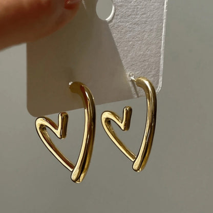 Heart-Shaped Stud Earrings | Electroplated Metal Earrings for Women