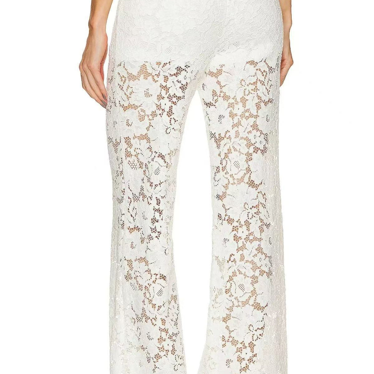 Women's Jacquard Lace Straight Leg Trousers