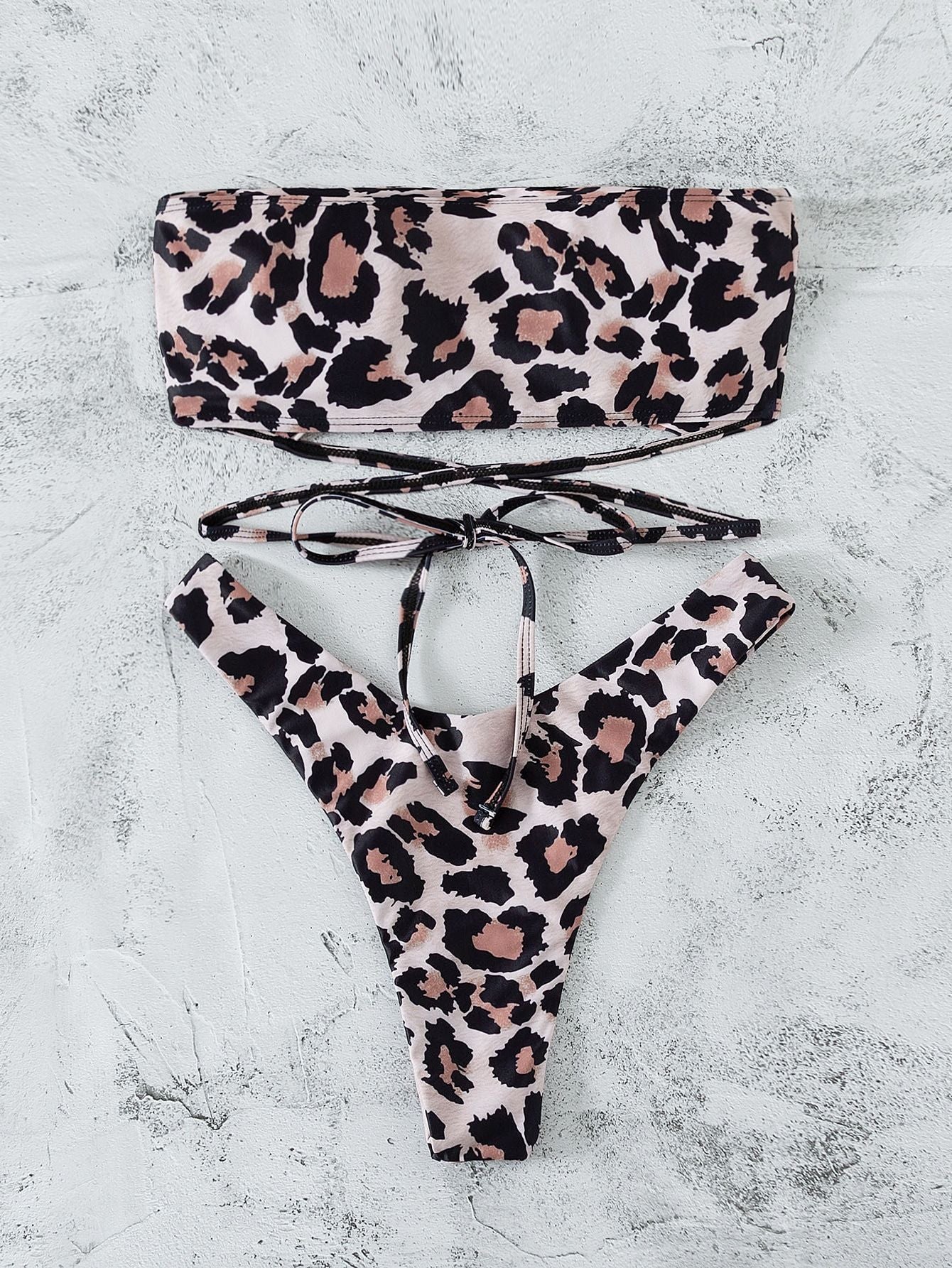 Women's Leopard Print Bandeau Bikini | Padded | Sizes S–L