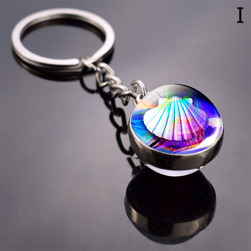 Double-Sided Glass Ball Keyring | Nature & Animal Designs