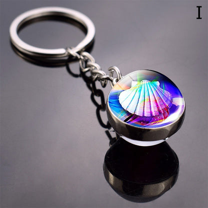 Double-Sided Glass Ball Keyring | Nature & Animal Designs