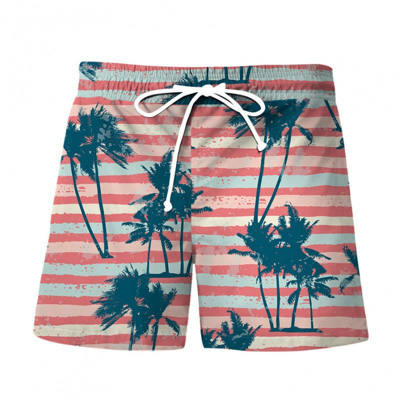Men's Hawaiian Print Beach Shorts