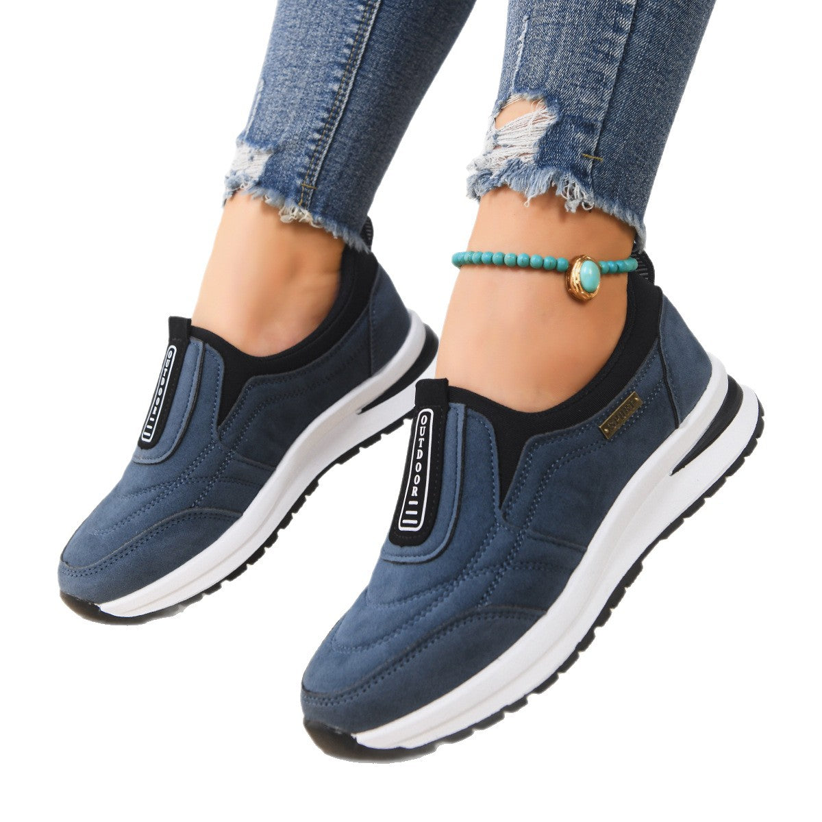 Women's Slip-On Chunky Heel Shoes | Suede | Height Increasing | EU 36-43