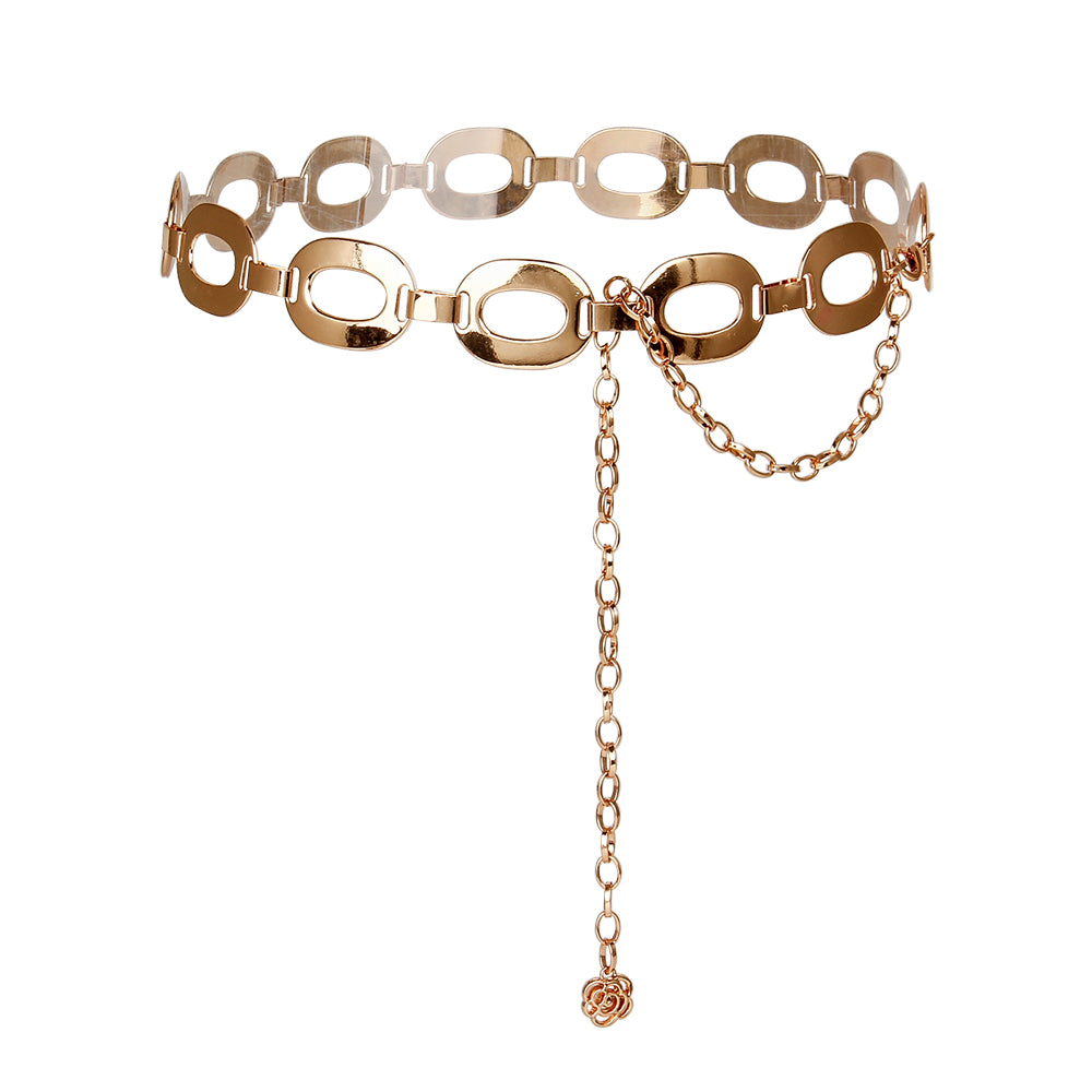 Women's Gold Waist Chain Belt – Hollow-Out Alloy Body Jewellery