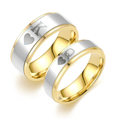 Titanium Steel Couple Ring – Electroplated Gold Band for Men & Women