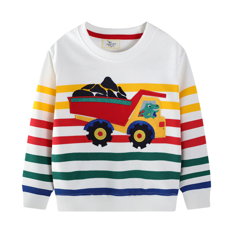 Boys Excavator Cartoon Hoodie Sweatshirt | Ages 2–7