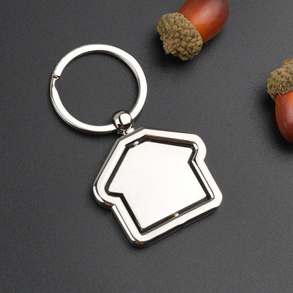 Rotating House Metal Keychain | Geometric Alloy Charm | JP Collections
