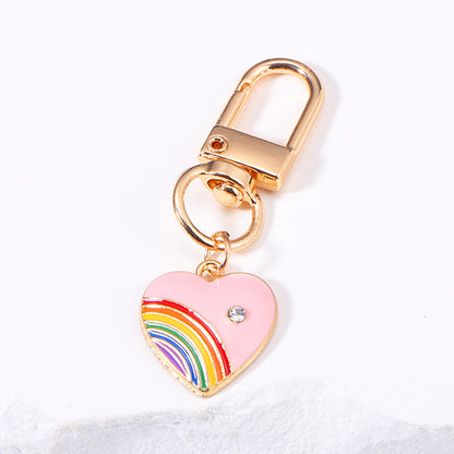 Rainbow Love Heart Metal Keychain | Sweet Electroplated Charm | JP Collections
