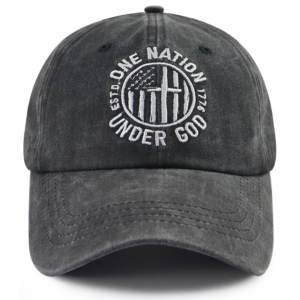 One Nation Under God Embroidered Baseball Cap | Adjustable Unisex Cotton Hat