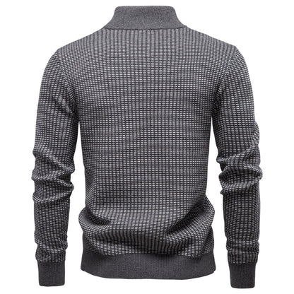 Men's Half-Zip Stand Collar Sweater | Slim Fit Cotton Blend